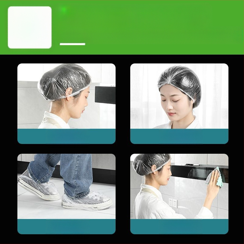 Καπέλο ντους μίας χρήσης, αδιάβροχο και ανθεκτικό στα λίπη, διαφανές PE, καθολικό, κανονικού πάχους