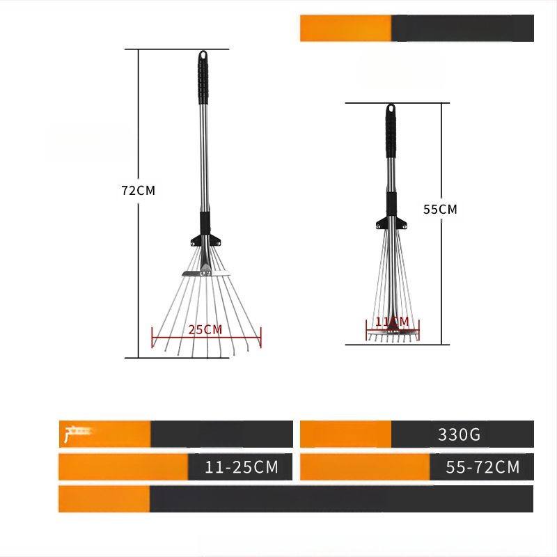 Teleskopinis sodo grėblys, modelis 01, prekė Prepared, universalus naudojimas