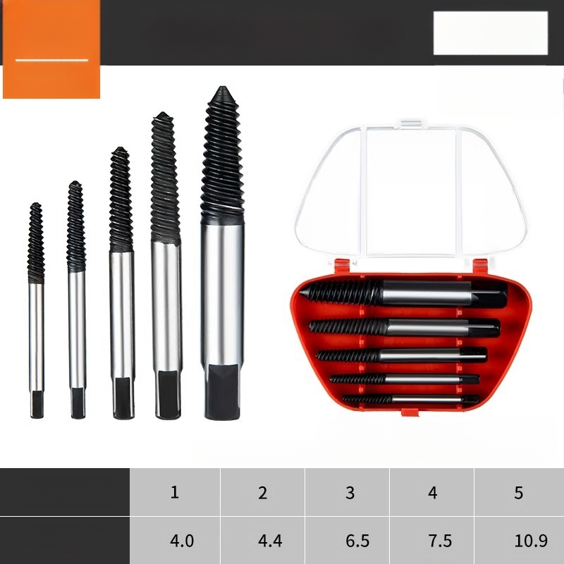 Shouli извличач за счупени винтове и резби за кранове и тръби – двуглавен, с обратна резба, шестостенков извличач