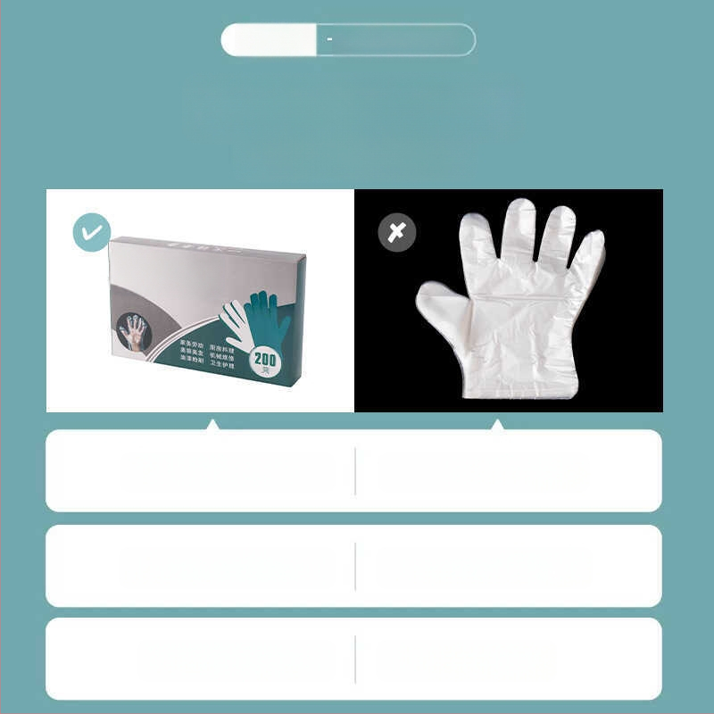 Vienkartinės PE pirštinės, maisto kokybės, storinamos, priešslydinės, 1000 vnt.