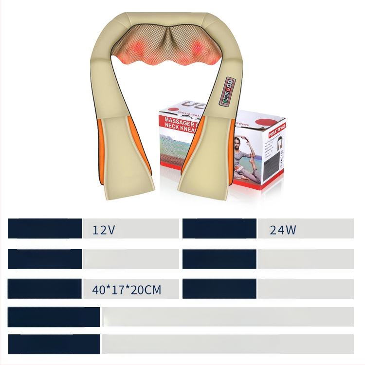 Kaklo, pečių ir nugaros masažuoklis su 8 masažo galvutėmis, karštasis kompresas, AC maitinimas, modelis HF-P07, laikmatis, 3 greičiai