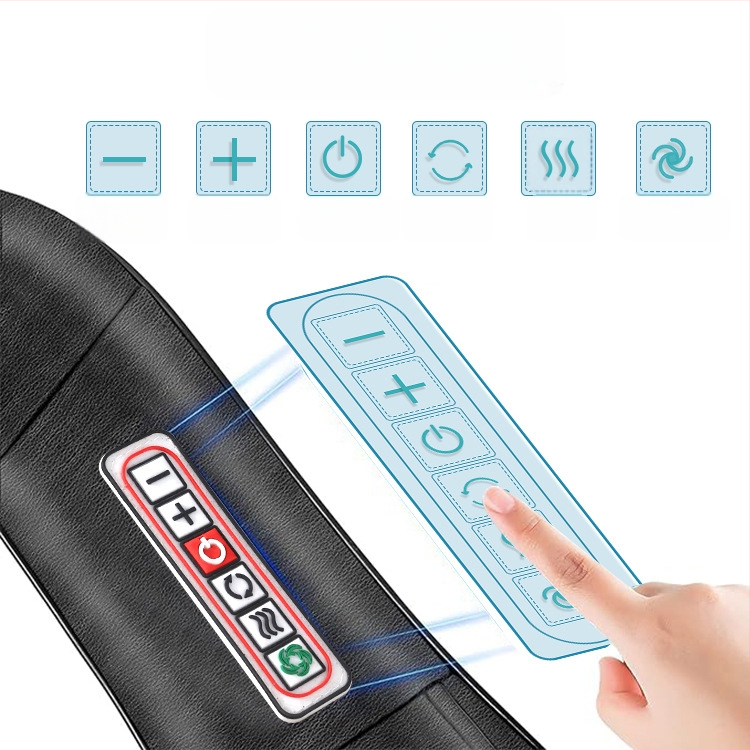 Kaklo, pečių ir nugaros masažuoklis su 8 masažo galvutėmis, karštasis kompresas, AC maitinimas, modelis HF-P07, laikmatis, 3 greičiai