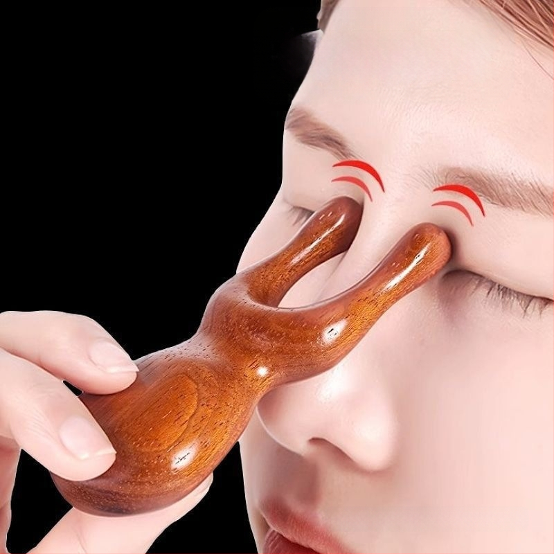 Дървен инструмент за масаж на лицето за носов мост и очи — пречистване на меридиани, акупунктурни точки, повдигане; стил: корейска версия; изработка: 6141735