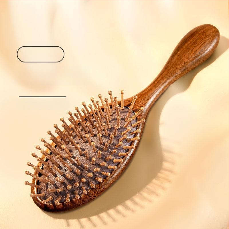 Ovāla santalova koka masāžas ķemme ar fēniksa gravējumu galvas ādas meridiāniem, Yixuan zīmols, izcelsme Džinhua