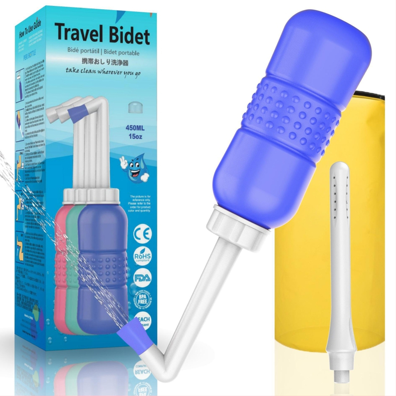 AQUARINSE rankinis asmeninės higienos irigatorius, PP+EVA, 2 antgaliai (ilgasis ir trumpasis), paspaudus skalauti