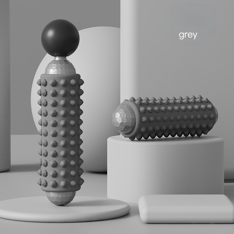 Elektriskā masāžas nūjiņa fitnesam un jogai, USB barošana, mehāniska kontrole, maināms ātrums, 4 apaļas masāžas galvas, forma: taisnstūra trapece, piemērots galvai, kaklam, viduklim un gurniem.