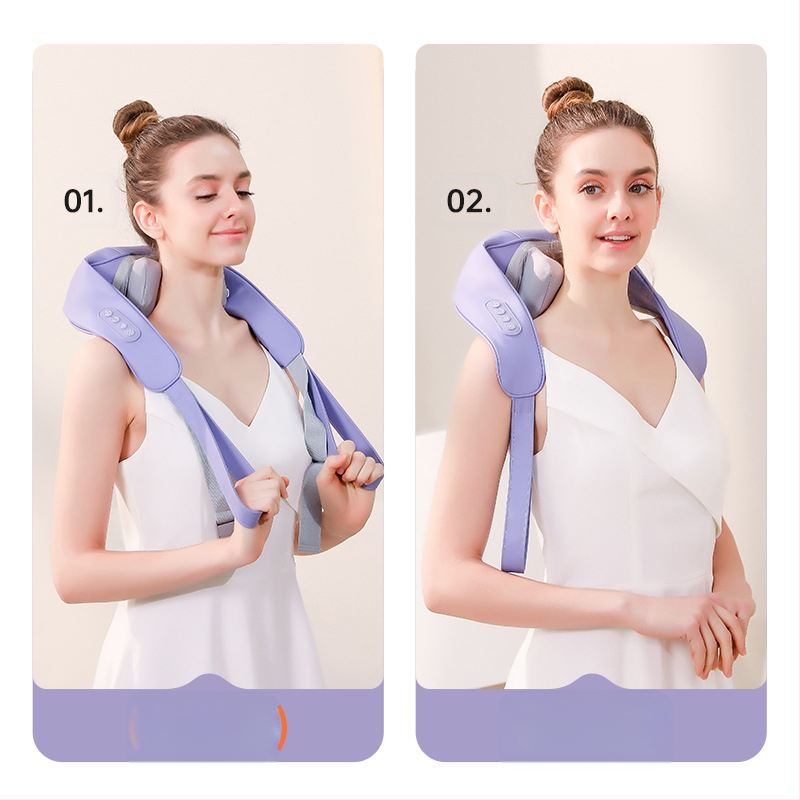 SL-Z9 įkraunamas kaklo ir pečių masažuoklis, 6 galvutėmis, šilumos kompresas, infraraudonųjų spindulių terapija ir laikmatis