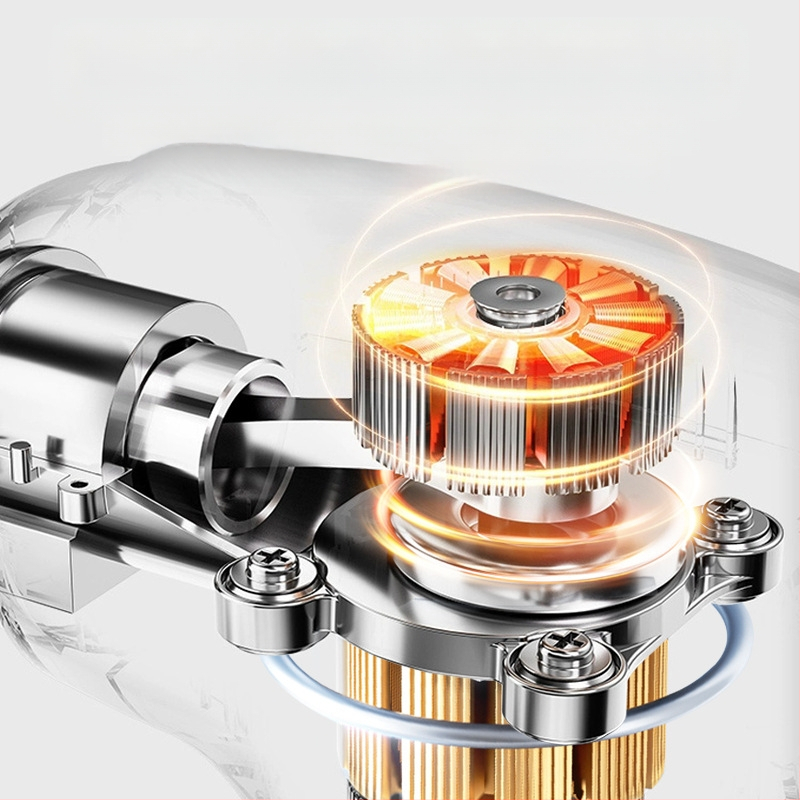 USB fascijas masāžas pistole – muskuļu atslābināšanai, 4 galviņas, birstes motors, 3 ātrumi ar regulējumu, troksnis zem 36 dB, darbības laiks 3–6 h