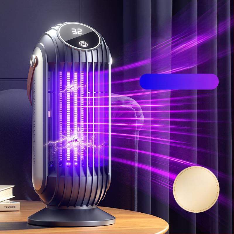 Λάμπα καταπολέμησης κουνουπιών – επαναφορτιζόμενη με ενσωματωμένη μπαταρία 1001–1600mAh, LED φως, κάλυψη 41–60 m², ηλεκτροσόκ και παγίδα με φως, ABS περίβλημα