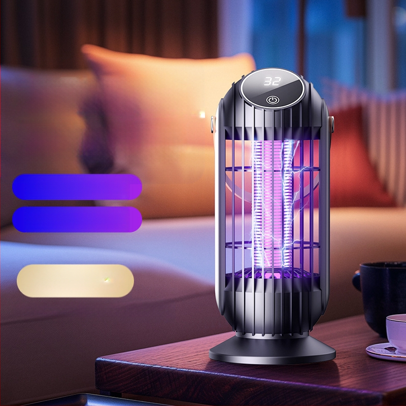 Λάμπα καταπολέμησης κουνουπιών – επαναφορτιζόμενη με ενσωματωμένη μπαταρία 1001–1600mAh, LED φως, κάλυψη 41–60 m², ηλεκτροσόκ και παγίδα με φως, ABS περίβλημα