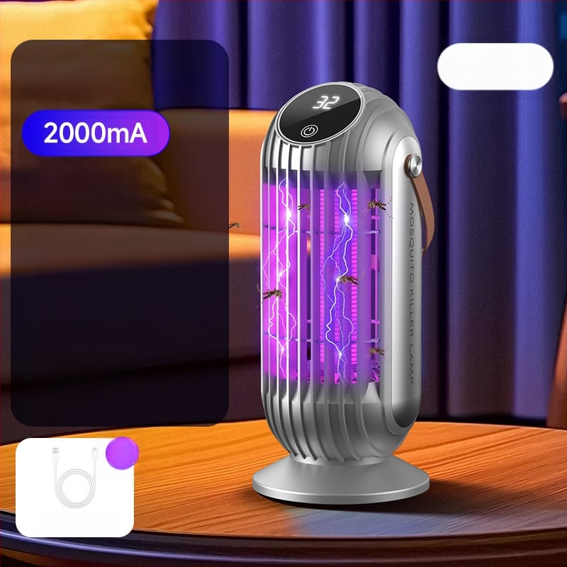 Λάμπα καταπολέμησης κουνουπιών – επαναφορτιζόμενη με ενσωματωμένη μπαταρία 1001–1600mAh, LED φως, κάλυψη 41–60 m², ηλεκτροσόκ και παγίδα με φως, ABS περίβλημα