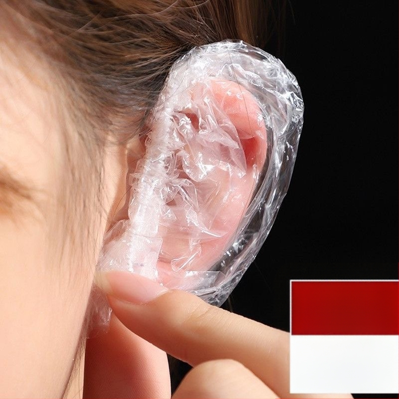 Vienkartinės vandeniui atsparios ausų apsaugos priemonės voniai ir plaukų dažymui