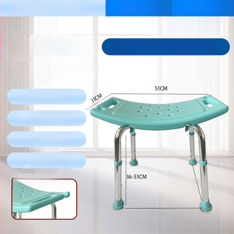 Алуминиев душ стол за възрастни, бременни и лица с увреждания, антихлъзгаща лента с подложка за сядане, U-образен дизайн, чиста тежина 1,8 кг