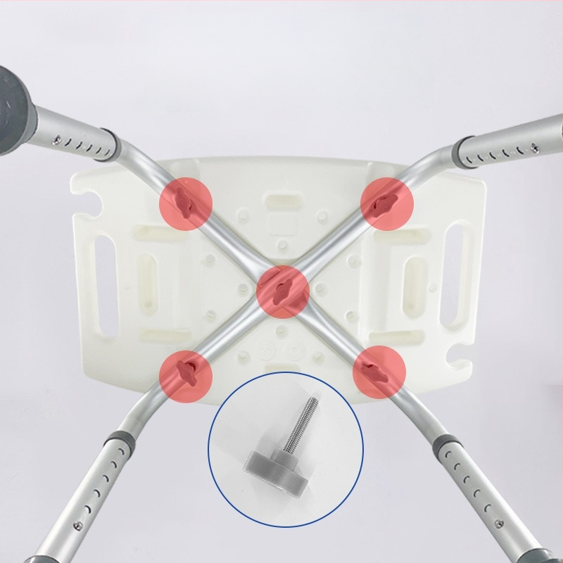 Алуминиев душ стол за възрастни, бременни и лица с увреждания, антихлъзгаща лента с подложка за сядане, U-образен дизайн, чиста тежина 1,8 кг