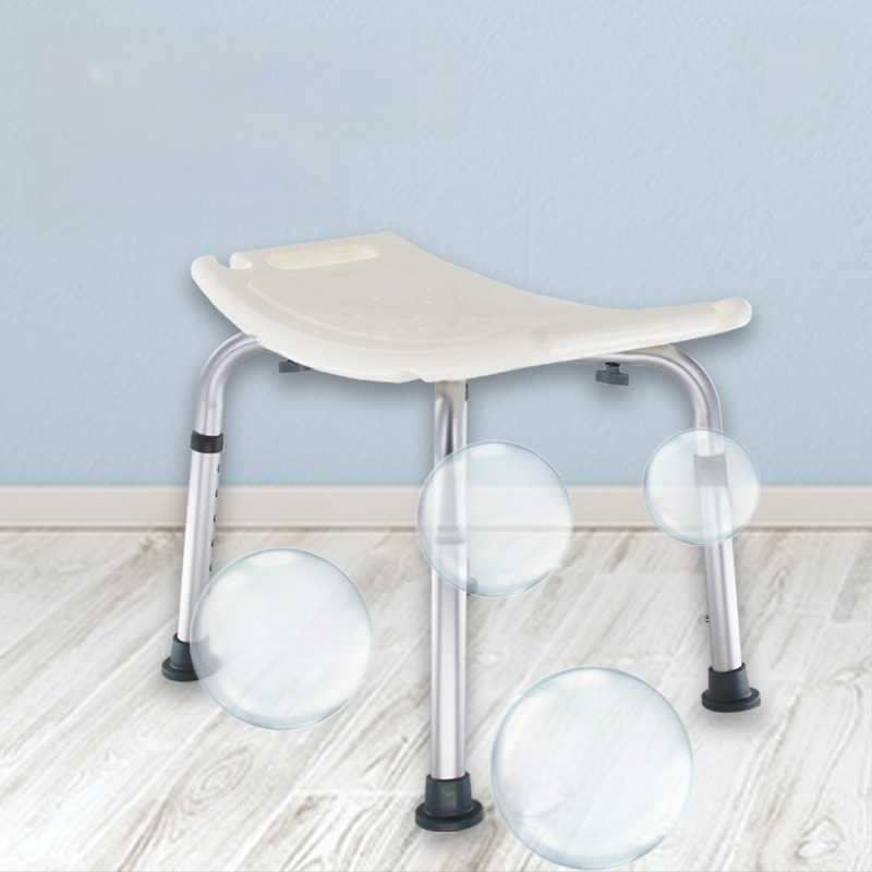 Алуминиев душ стол за възрастни, бременни и лица с увреждания, антихлъзгаща лента с подложка за сядане, U-образен дизайн, чиста тежина 1,8 кг