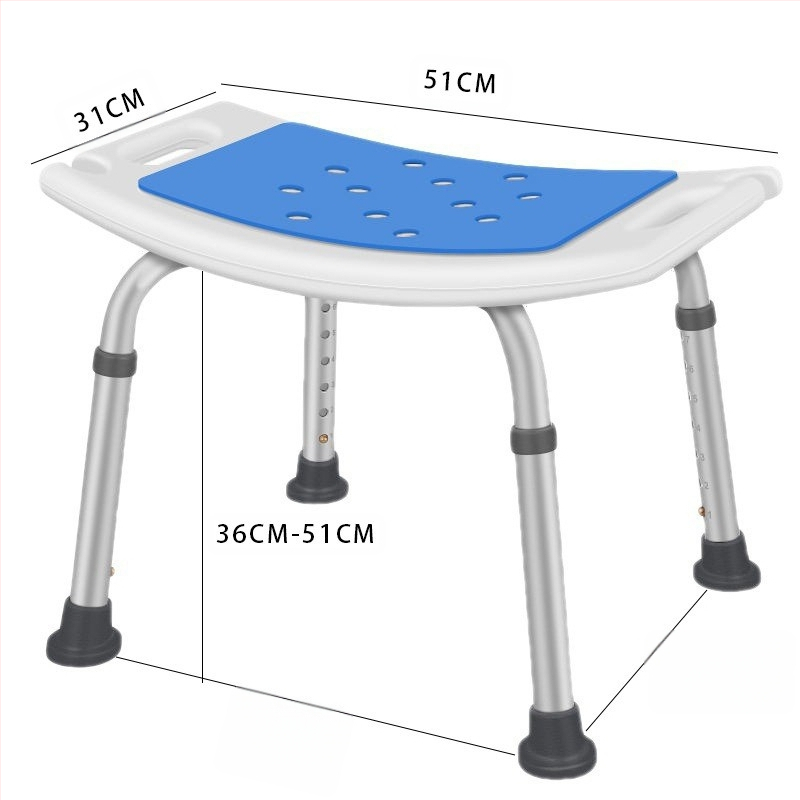 Алуминиев душ стол за възрастни, бременни и лица с увреждания, антихлъзгаща лента с подложка за сядане, U-образен дизайн, чиста тежина 1,8 кг