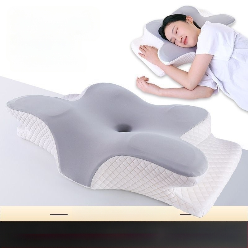 Пеперудообразна възглавница от паметна пяна за подкрепа на шийния отдел на гръбнака, калъфка от химически влакна, тегло 0,5–1,0 кг