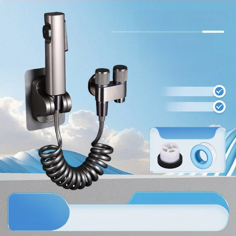 Три-ходов ъглов клапан за тоалетна и пералня със спрей-пистолет (меден корпус, Ovamburg)