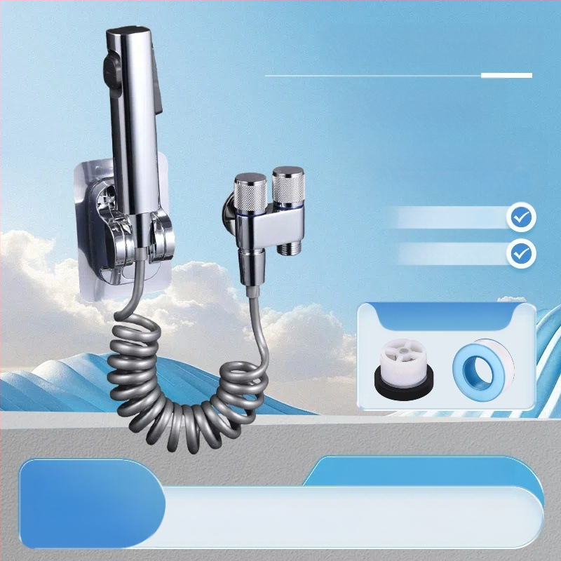 Три-ходов ъглов клапан за тоалетна и пералня със спрей-пистолет (меден корпус, Ovamburg)