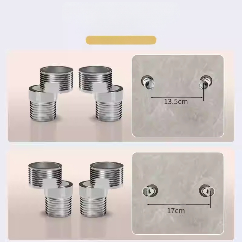 Dušas krāns ar regulējamiem teleskopiskiem izliektiem kājiņām, pagarināts leņķis, vara korpuss, savienojums