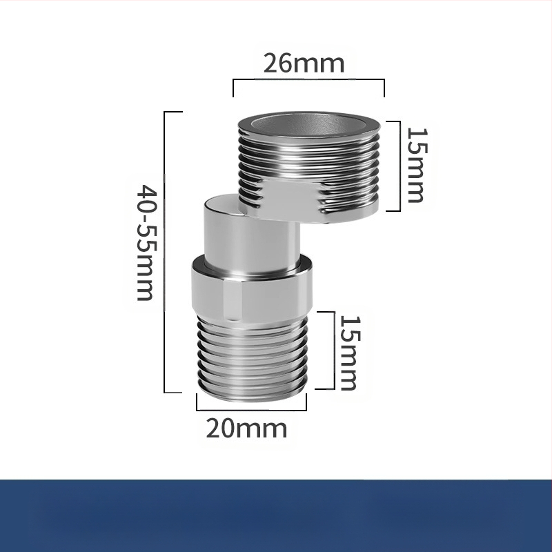 Dušas krāns ar regulējamiem teleskopiskiem izliektiem kājiņām, pagarināts leņķis, vara korpuss, savienojums