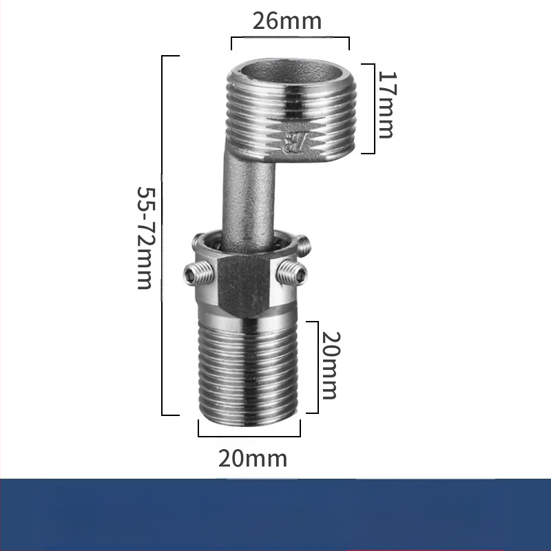 Dušas krāns ar regulējamiem teleskopiskiem izliektiem kājiņām, pagarināts leņķis, vara korpuss, savienojums