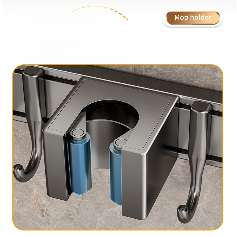 Държач за швабра от алуминиева сплав, модерен и минималистичен стил; тегло 0.6 кг; обработка: напръскване на пластмаса и инжекционно формоване