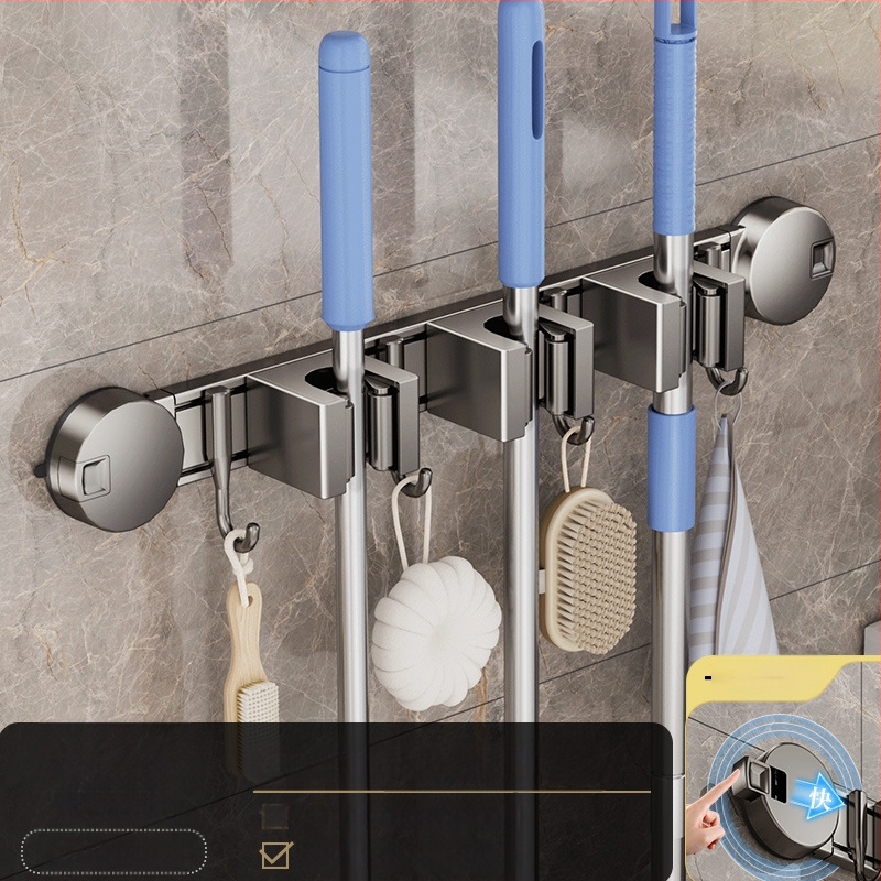 Държач за швабра от алуминиева сплав, модерен и минималистичен стил; тегло 0.6 кг; обработка: напръскване на пластмаса и инжекционно формоване