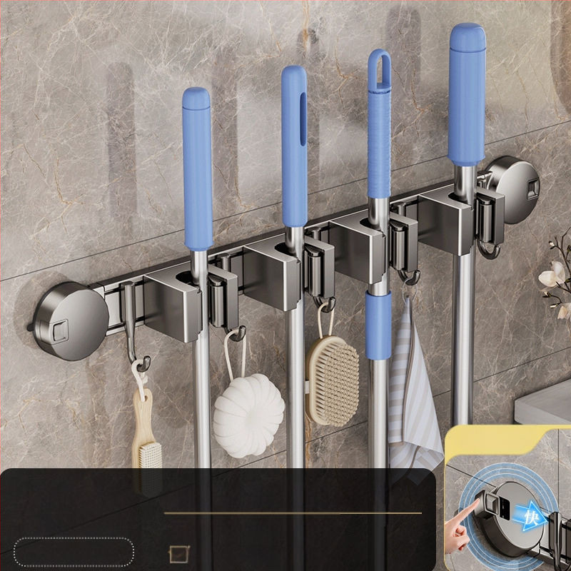 Държач за швабра от алуминиева сплав, модерен и минималистичен стил; тегло 0.6 кг; обработка: напръскване на пластмаса и инжекционно формоване