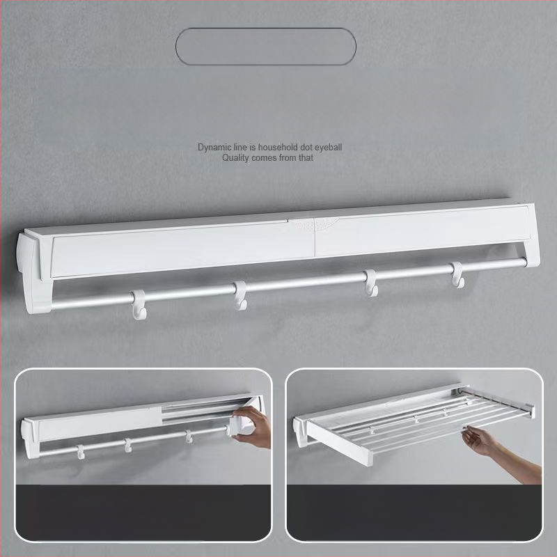 Függő ruhaszárító polc, egypólusú, fúrás nélküli telepítés, modern minimalist stílus, ABS+ alumínium cső