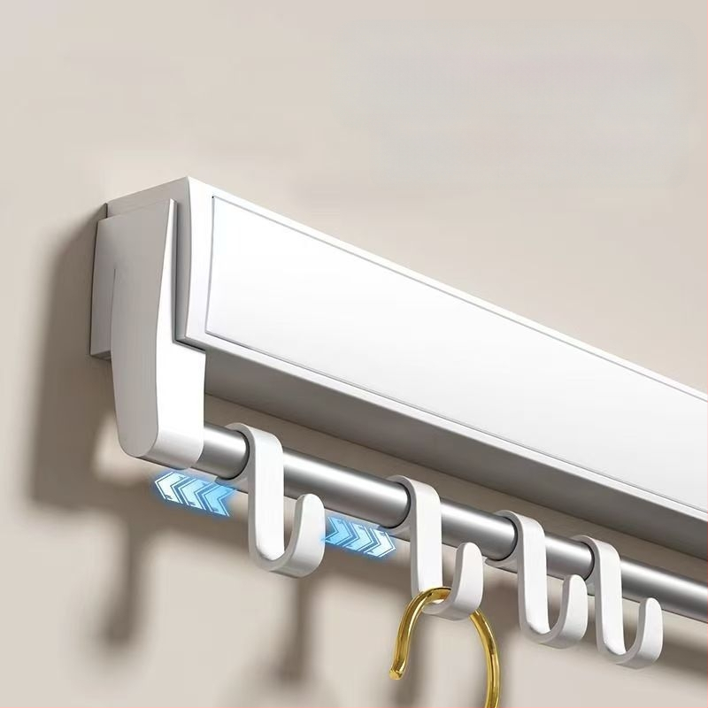 Függő ruhaszárító polc, egypólusú, fúrás nélküli telepítés, modern minimalist stílus, ABS+ alumínium cső