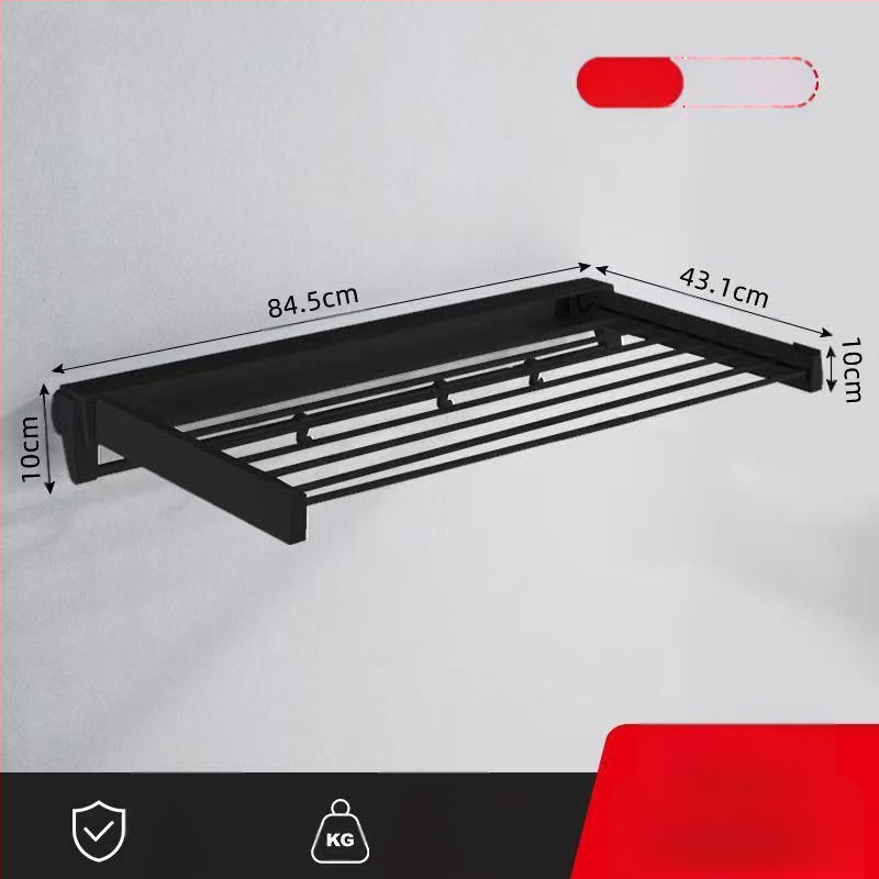 Függő ruhaszárító polc, egypólusú, fúrás nélküli telepítés, modern minimalist stílus, ABS+ alumínium cső