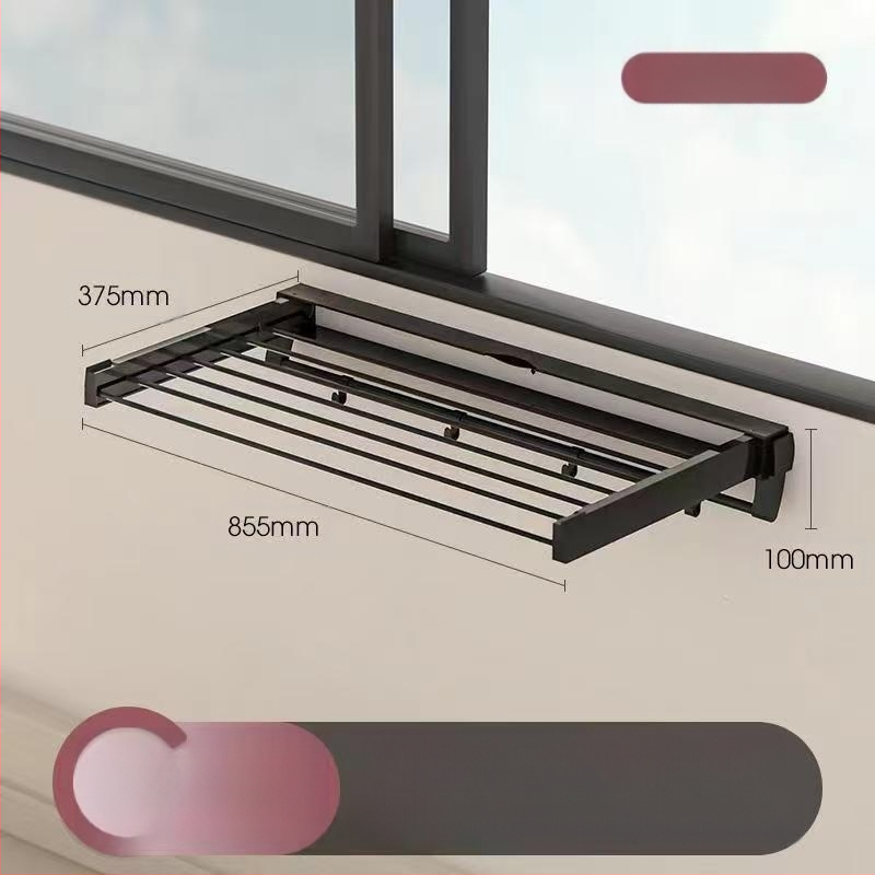 Függő ruhaszárító polc, egypólusú, fúrás nélküli telepítés, modern minimalist stílus, ABS+ alumínium cső