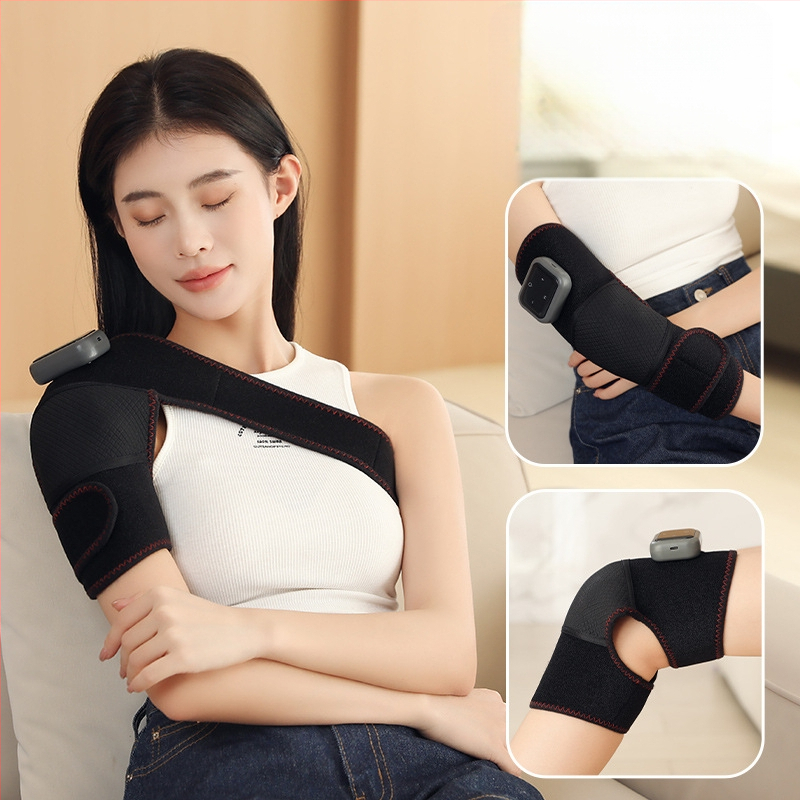 Elektrinė kelio pagalvėlė šildymui ir masažui kelių, pečių ir alkūnių sąnariams – išmanus temperatūros valdymas; galia 7W; temperatūra 40–65°C; svoris 204 g; medžiaga: nailonas/elastanas.