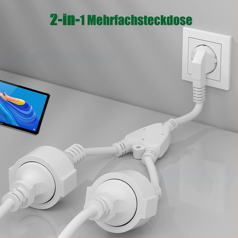 Europos standarto Y tipo 2-in-1 maitinti maitinimo plėstuvas laidas, 3 branduoliai, 1 mm², PVC apvalkalas