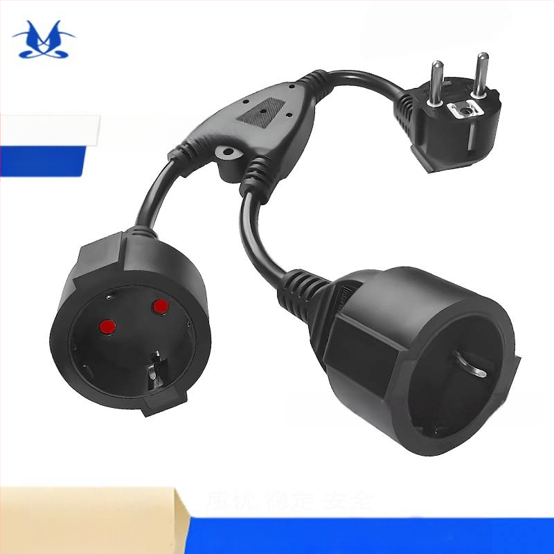 Europos standarto Y tipo 2-in-1 maitinti maitinimo plėstuvas laidas, 3 branduoliai, 1 mm², PVC apvalkalas