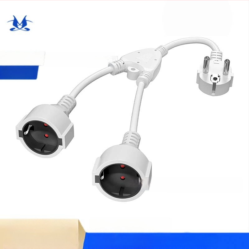 Europos standarto Y tipo 2-in-1 maitinti maitinimo plėstuvas laidas, 3 branduoliai, 1 mm², PVC apvalkalas