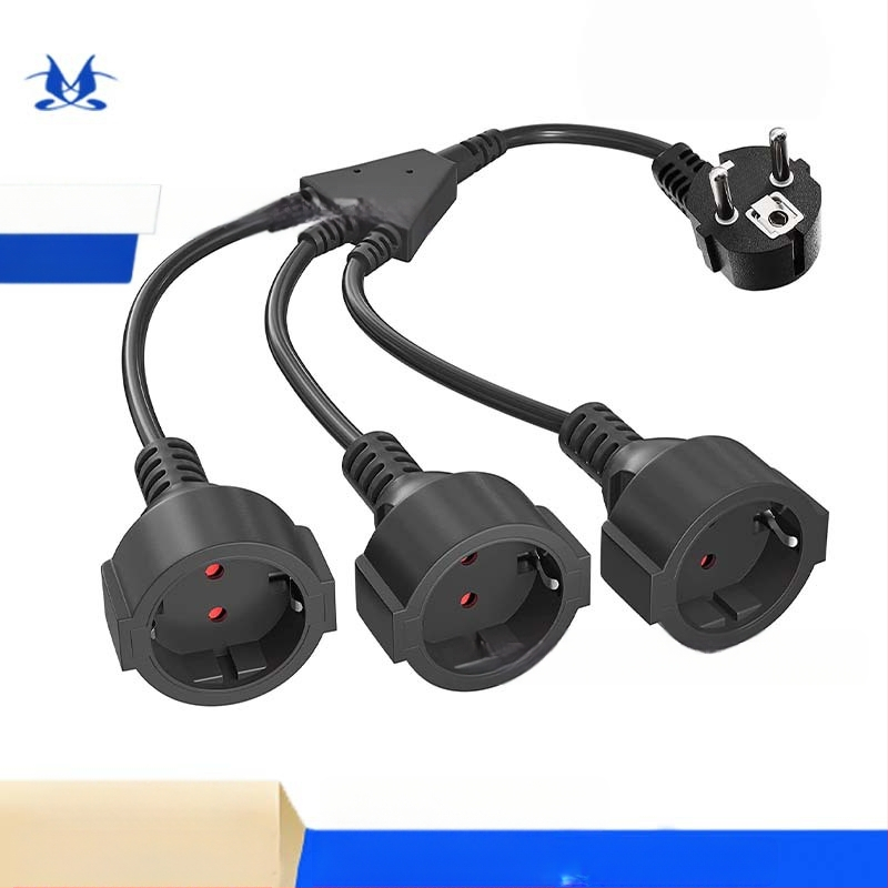 Europos standarto Y tipo 2-in-1 maitinti maitinimo plėstuvas laidas, 3 branduoliai, 1 mm², PVC apvalkalas