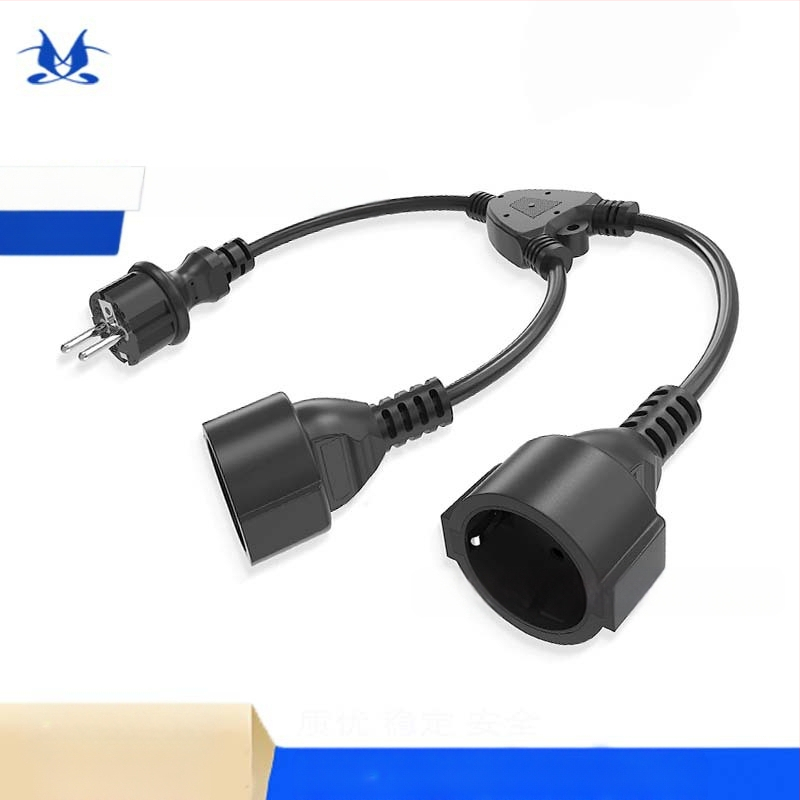 Europos standarto Y tipo 2-in-1 maitinti maitinimo plėstuvas laidas, 3 branduoliai, 1 mm², PVC apvalkalas