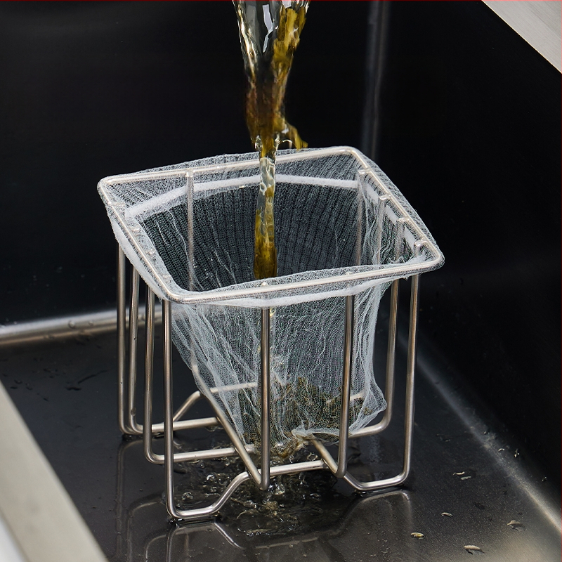 Ανοξείδωτο φίλτρο νεροχύτη με ράφι αποθήκευσης και ενσωματωμένο καλάθι αποστράγγισης — οργανωτής κουζίνας