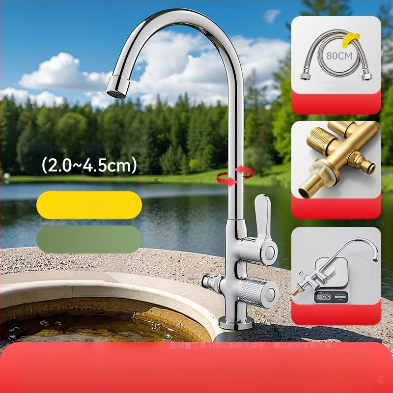 Išorinis varinis čiaupas plovimui ir automobilių plovimui, varinis vožtuvo šerdis, 0–90°C, 0,1–0,9 MPa, montavimas sėdėjimo tipas