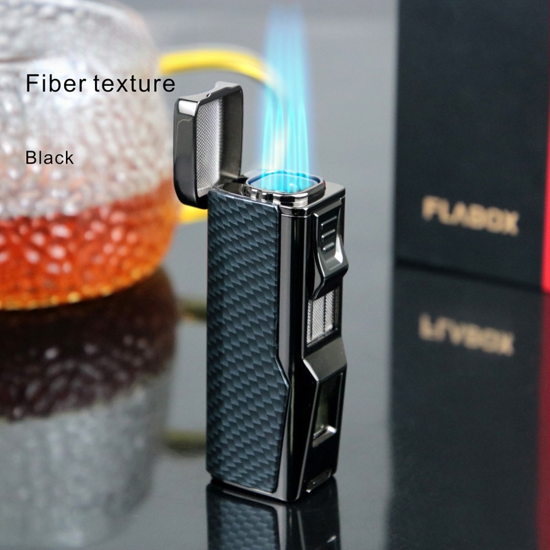 Metalinė butaninė uždegimo priemonė, vėjo atspari, su cigaro pjovikliu ir cigaro laikikliu