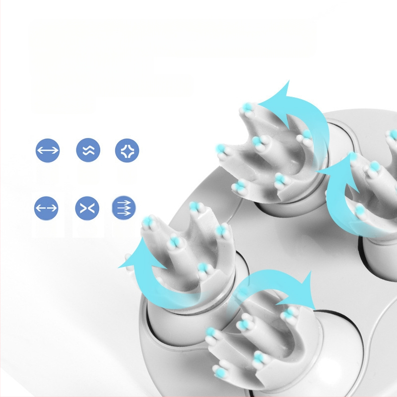 Kačių galvos masažuoklis su galvos odos valymu ir akupunktūros taškų masažu – elektrinis aštuonkojis masažuoklis IK-T1, įkrovimas, kompiuterinis valdymas, 3 pavaros, vibracija