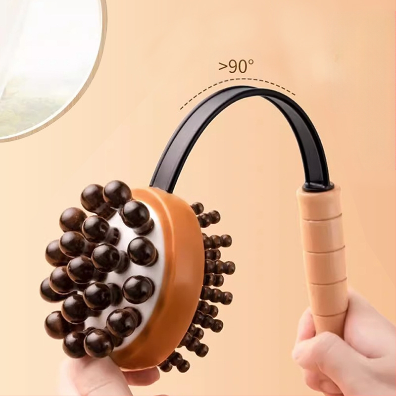 Medinis masažo plaktukas su oro pagalvėmis ir silikono masažo galvutėmis — mechaninis valdymas, kintama greitis, skirtas galvai, kaklui, nugarai, juosmeniui, klubams, kojoms ir pėdoms