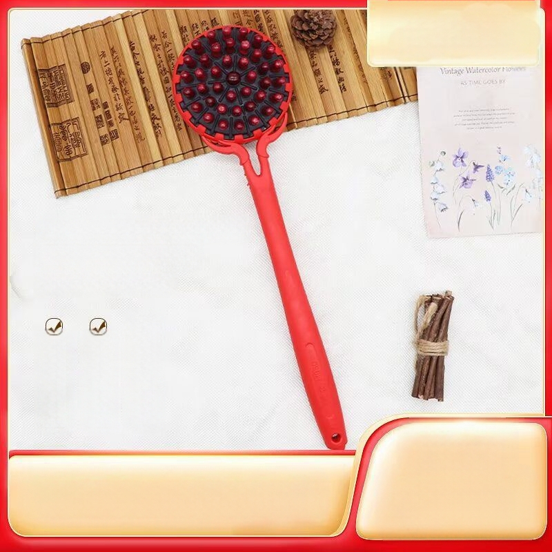 Medinis masažo plaktukas su oro pagalvėmis ir silikono masažo galvutėmis — mechaninis valdymas, kintama greitis, skirtas galvai, kaklui, nugarai, juosmeniui, klubams, kojoms ir pėdoms