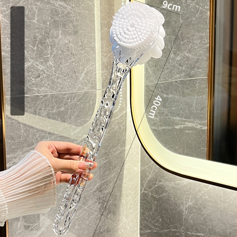 Vonios šepetėlis su ilga rankena, dvipusis, minkštos šerelės