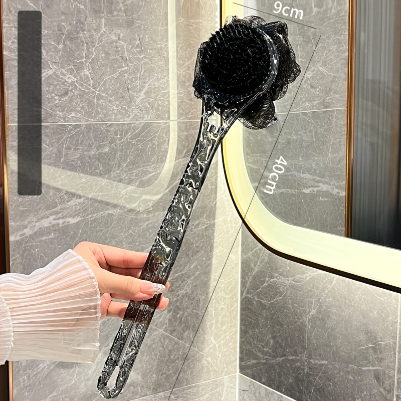 Vonios šepetėlis su ilga rankena, dvipusis, minkštos šerelės