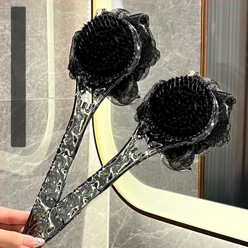 Vonios šepetėlis su ilga rankena, dvipusis, minkštos šerelės