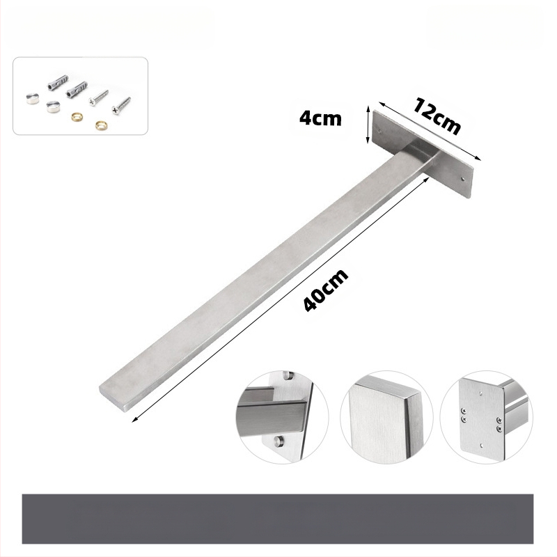 Rozsdamentes acél törölközőtartó, falra szerelhető, egyetlen rétegű, teherbírás 10 kg, felületi kezelés: sütőfesték, elektroplakolás, ezüstös felület