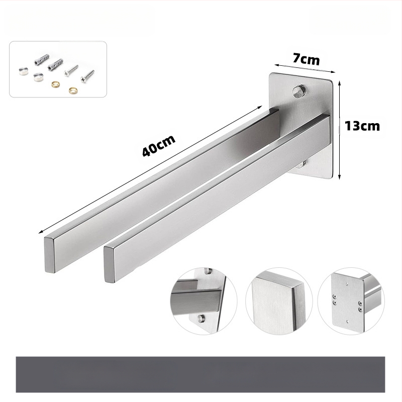 Rozsdamentes acél törölközőtartó, falra szerelhető, egyetlen rétegű, teherbírás 10 kg, felületi kezelés: sütőfesték, elektroplakolás, ezüstös felület